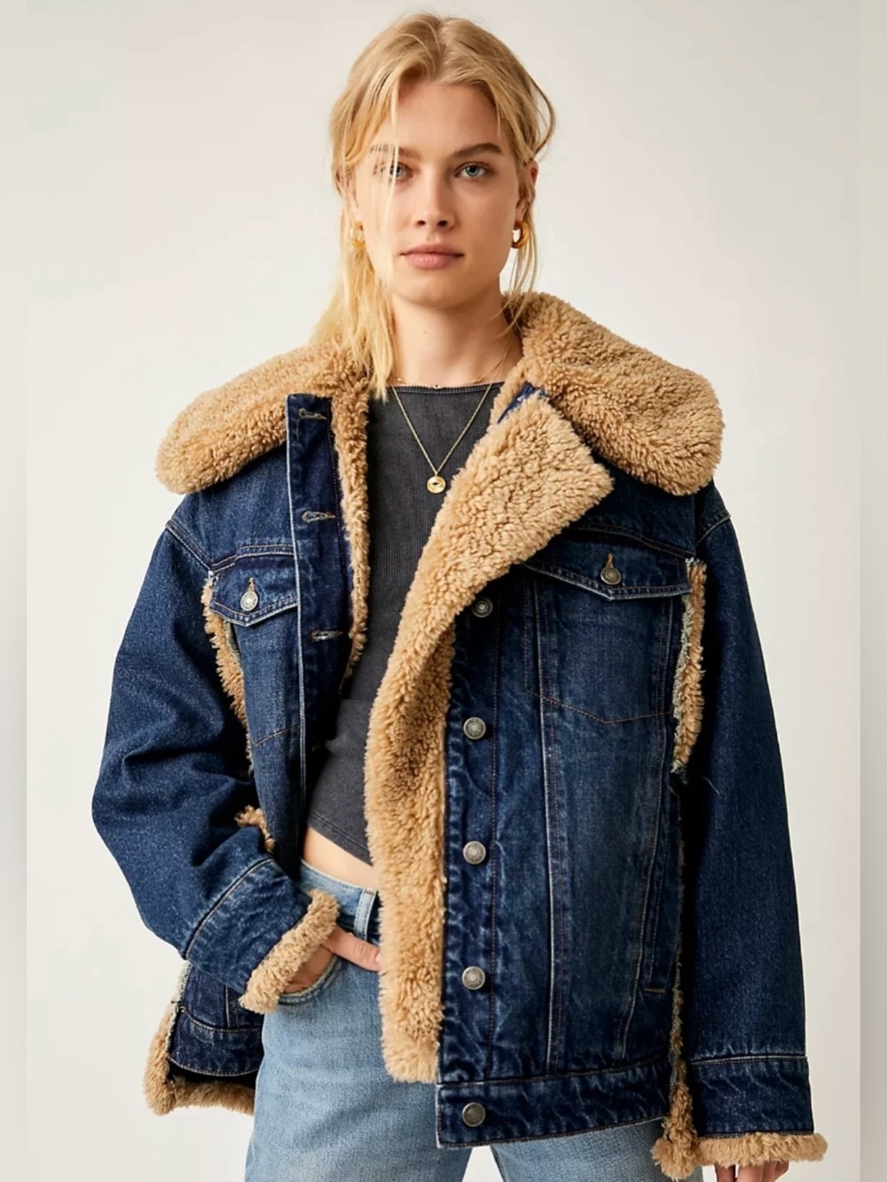 ▪️NWT Free people Holly Cozy Denim Jacket- Rinse Combo